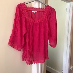 NWOT Hot Pink 3/4 sleeves top. SZ XL